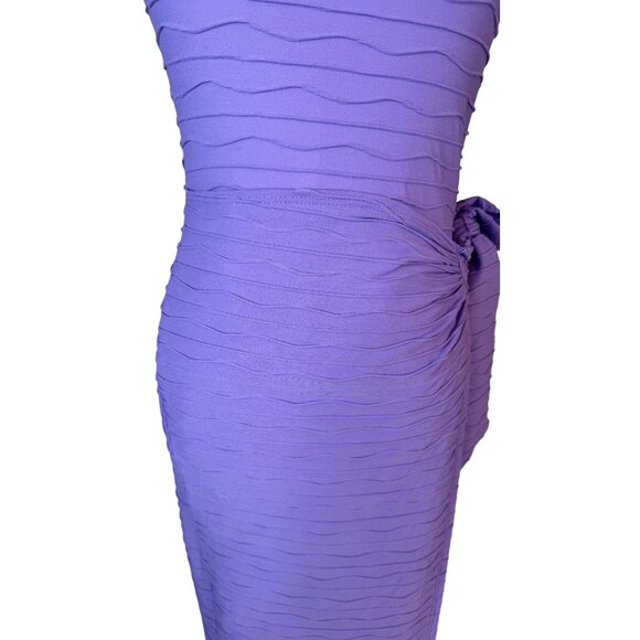 NWT PrettyLittleThing 4 Purple Textured Strappy One Shoulder Wrap Midi Dress - Picture 4 of 15